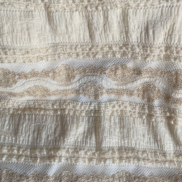 EUC/ BEBE beautiful fully lined off white with gold stitching dress. - Picture 11 of 12